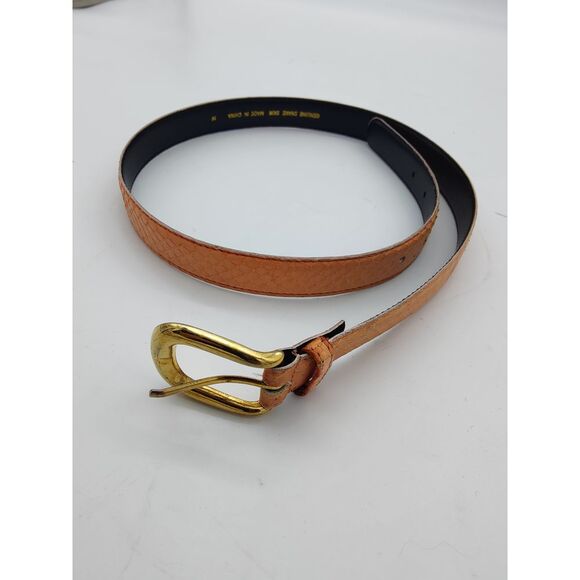 BELT Snake Skin Scaled Reptile Peach Pink Gold Buckle Quiet Luxury Western Rodeo - Picture 12 of 13